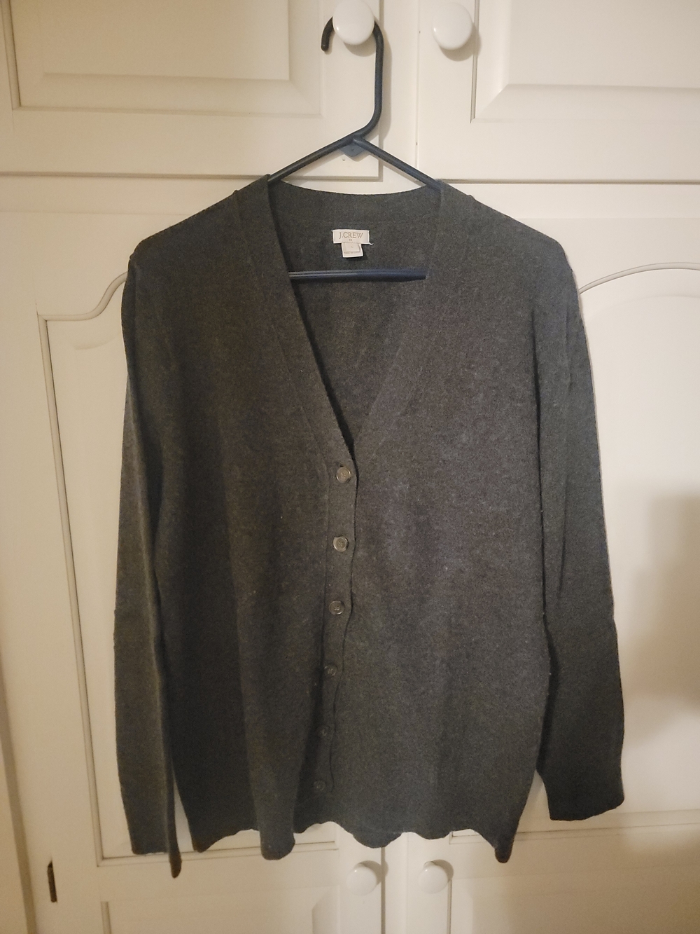 J. Crew Dark Charcoal Gray V-Neck Button Cardigan for Women